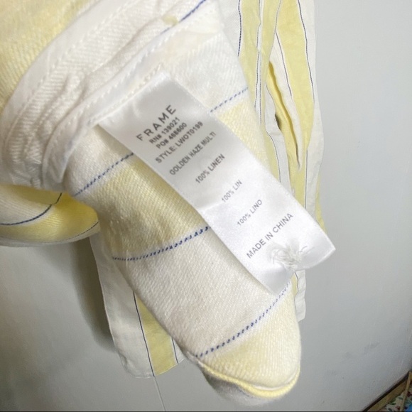 Frame Jacket Yellow White Striped Linen Blazer Jacket 2 - Picture 7 of 8